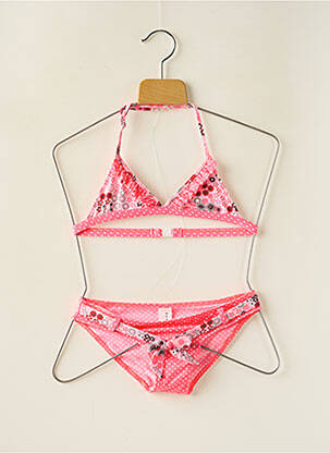Maillot de bain 2 pièces effet matière satinée rose BORABORA fille