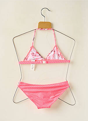 Maillot de bain 2 pièces effet matière satinée rose BORABORA fille