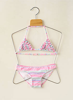 Maillot de bain 2 pièces effet matière satinée rose BORABORA fille