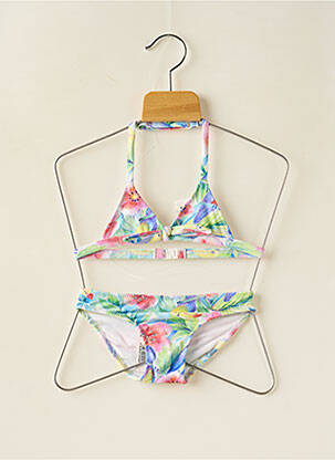 Maillot de bain 2 pièces effet matière satinée vert BORABORA fille