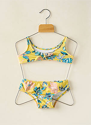 Maillot de bain 2 pièces effet matière satinée jaune RIO DE SOL fille