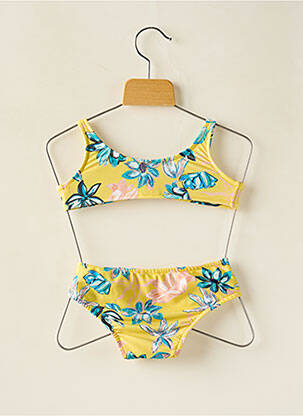 Maillot de bain 2 pièces effet matière satinée jaune RIO DE SOL fille