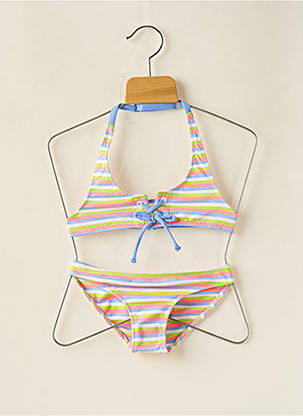 Maillot de bain 2 pièces effet matière satinée bleu BORABORA fille