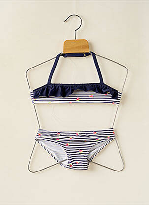 Maillot de bain 2 pièces imprimé rayures bleu BORABORA fille