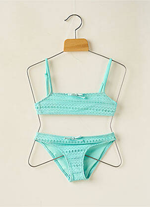 Maillot de bain 2 pièces effet matière satinée bleu BORABORA fille