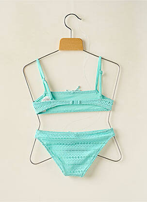 Maillot de bain 2 pièces effet matière satinée bleu BORABORA fille