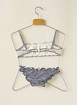 Maillot de bain 2 pièces imprimé rayures bleu BORABORA fille