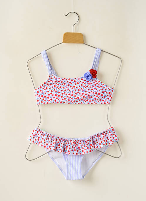 Maillot de bain 2 pièces effet matière satinée bleu YSABEL MORA fille