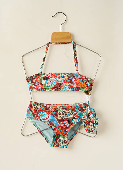 Maillot de bain 2 pièces imprimé fantaisie rouge DAG ADOM fille