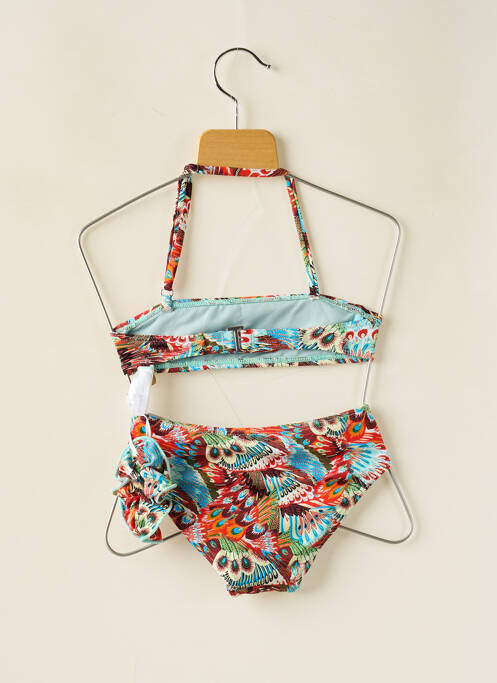 Maillot de bain 2 pièces imprimé fantaisie rouge DAG ADOM fille