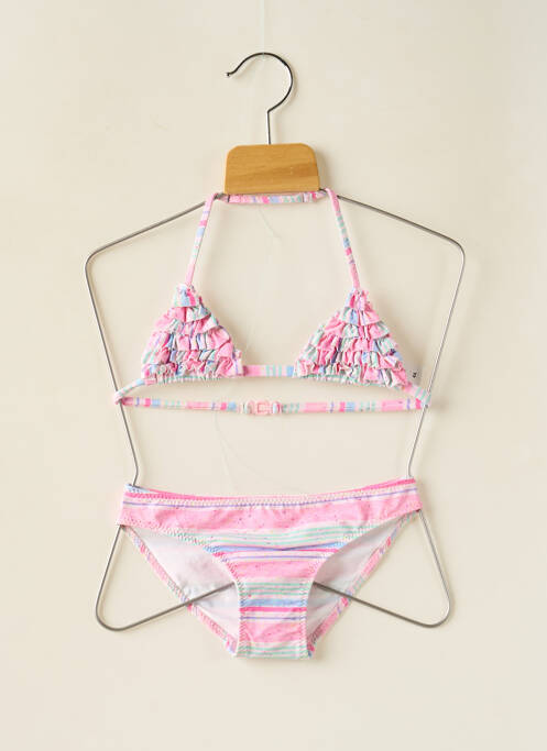 Maillot de bain 2 pièces effet matière satinée rose BORABORA fille