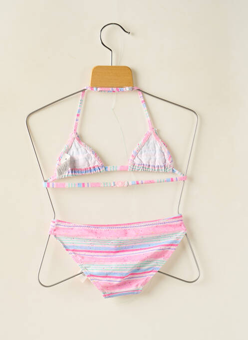 Maillot de bain 2 pièces effet matière satinée rose BORABORA fille