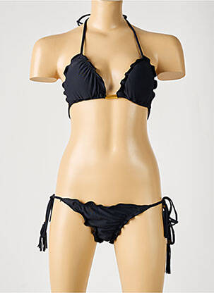 Maillot de bain 2 pièces fermeture liens à nouer haut soutien-gorge moulé noir RIO DE SOL femme