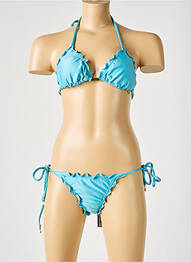 Maillot de bain 2 pièces fermeture liens à nouer haut triangles bleu RIO DE SOL femme
