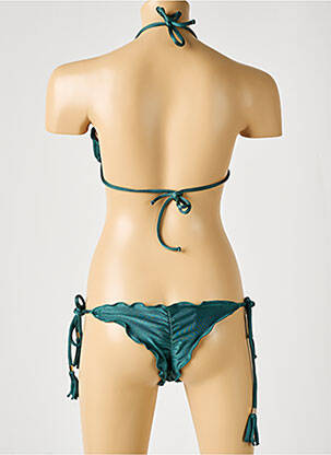 Maillot de bain 2 pièces fermeture liens à nouer haut triangles vert RIO DE SOL femme