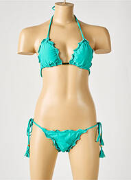 Maillot de bain 2 pièces fermeture liens à nouer haut triangles bleu RIO DE SOL femme