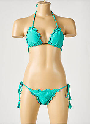 Maillot de bain 2 pièces fermeture liens à nouer haut triangles bleu RIO DE SOL femme