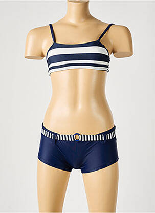 Maillot de bain 2 pièces imprimé rayures bleu LAGON BLEU fille