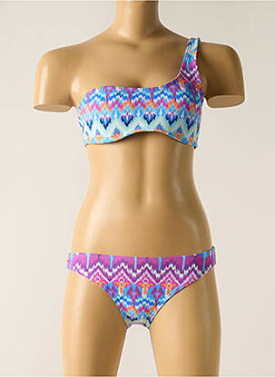 Maillot de bain 2 pièces effet matière satinée bleu DAG ADOM fille