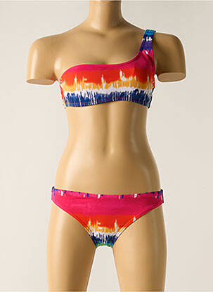 Maillot de bain 2 pièces effet matière satinée rose DAG ADOM fille