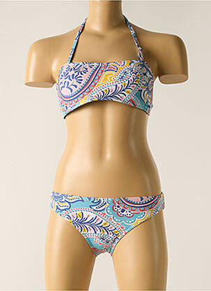 Maillot de bain 2 pièces effet matière satinée bleu DAG ADOM fille