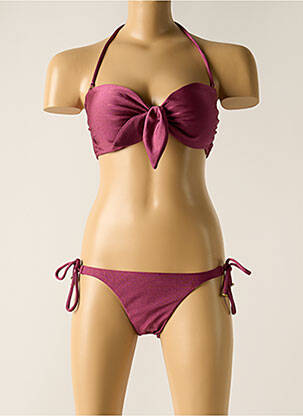 Maillot de bain 2 pièces stretch haut bandeau violet RIO DE SOL femme