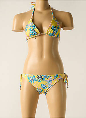 Maillot de bain 2 pièces stretch haut soutien-gorge avec mousse de rembourrage amovible jaune RIO DE SOL femme