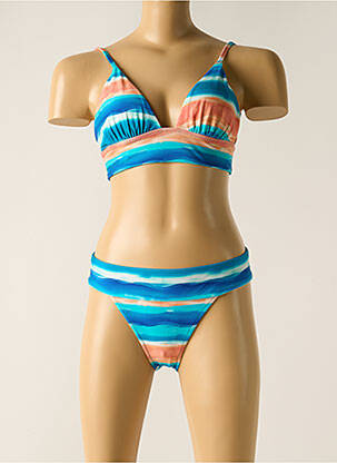 Maillot de bain 2 pièces stretch haut soutien-gorge avec mousse de rembourrage amovible bleu RIO DE SOL femme