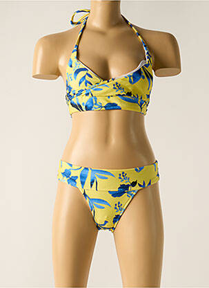 Maillot de bain 2 pièces stretch haut soutien-gorge avec mousse de rembourrage amovible jaune RIO DE SOL femme