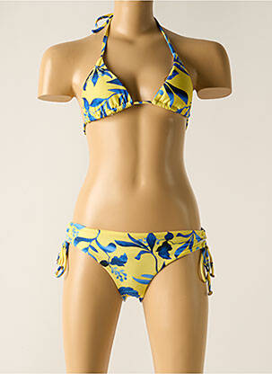 Maillot de bain 2 pièces stretch haut soutien-gorge avec mousse de rembourrage amovible jaune RIO DE SOL femme