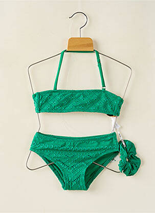 Maillot de bain 2 pièces effet matière satinée vert DAG ADOM fille