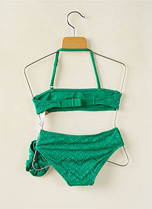 Maillot de bain 2 pièces effet matière satinée vert DAG ADOM fille