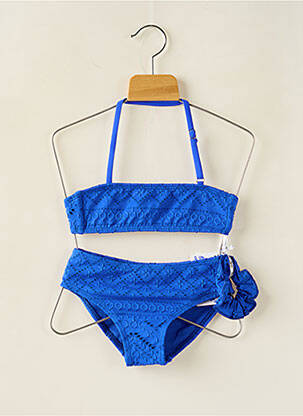 Maillot de bain 2 pièces effet matière satinée bleu DAG ADOM fille