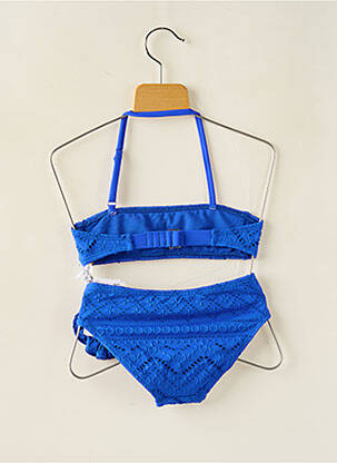 Maillot de bain 2 pièces effet matière satinée bleu DAG ADOM fille