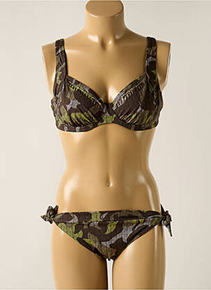 Maillot de bain 2 pièces stretch haut soutien-gorge emboitant vert OLYMPIA femme