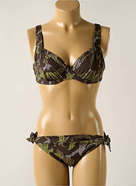 Maillot de bain 2 pièces stretch haut soutien-gorge emboitant vert OLYMPIA femme