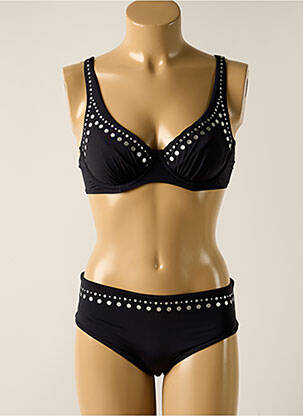 Maillot de bain 2 pièces stretch haut soutien-gorge emboitant noir ADMAS femme