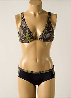 Maillot de bain 2 pièces stretch haut soutien-gorge emboitant vert OLYMPIA femme