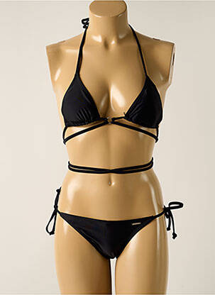 Maillot de bain 2 pièces stretch haut triangles noir SUN PROJECT femme
