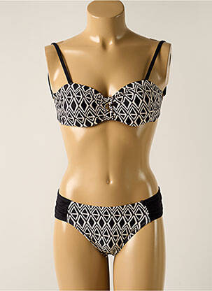 Maillot de bain 2 pièces stretch haut bandeau noir MISS CARAÏBES femme