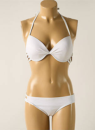 Maillot de bain 2 pièces stretch haut soutien-gorge moulé blanc DAG ADOM femme
