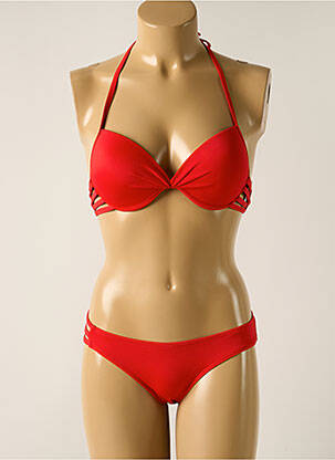 Maillot de bain 2 pièces stretch haut soutien-gorge moulé rouge DAG ADOM femme
