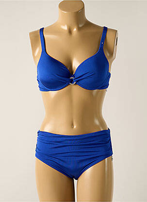 Maillot de bain 2 pièces stretch haut soutien-gorge moulé bleu OPERA femme