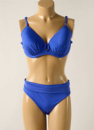 Maillot de bain 2 pièces stretch haut soutien-gorge moulé bleu AUDELLE femme