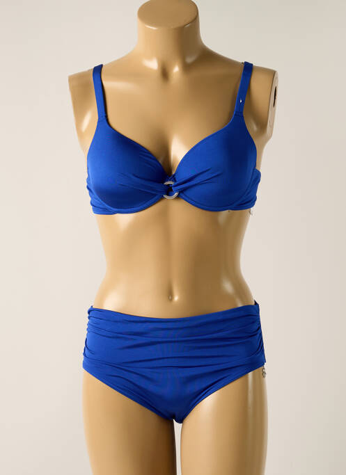 Maillot de bain 2 pièces stretch haut soutien-gorge moulé bleu OPERA femme