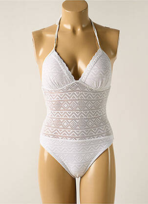 Maillot de bain 1 pièce stretch haut soutien-gorge moulé blanc DAG ADOM femme