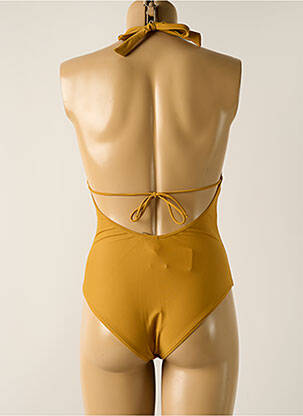 Maillot de bain 1 pièce effet matière satinée haut soutien-gorge avec mousse de rembourrage amovible jaune DAG ADOM femme