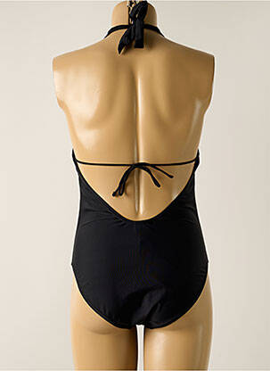 Maillot de bain 1 pièce effet matière satinée haut soutien-gorge avec mousse de rembourrage amovible noir DAG ADOM femme