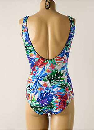 Maillot de bain 1 pièce effet matière satinée haut triangles bleu MISS CARAÏBES femme