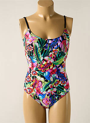 Maillot de bain 1 pièce effet matière satinée haut soutien-gorge moulé vert MISS CARAÏBES femme